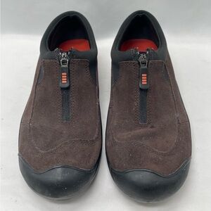 Lands End Shoes 322424 Brown Suede Zip Casual Slip On Loafers Women Sz 8